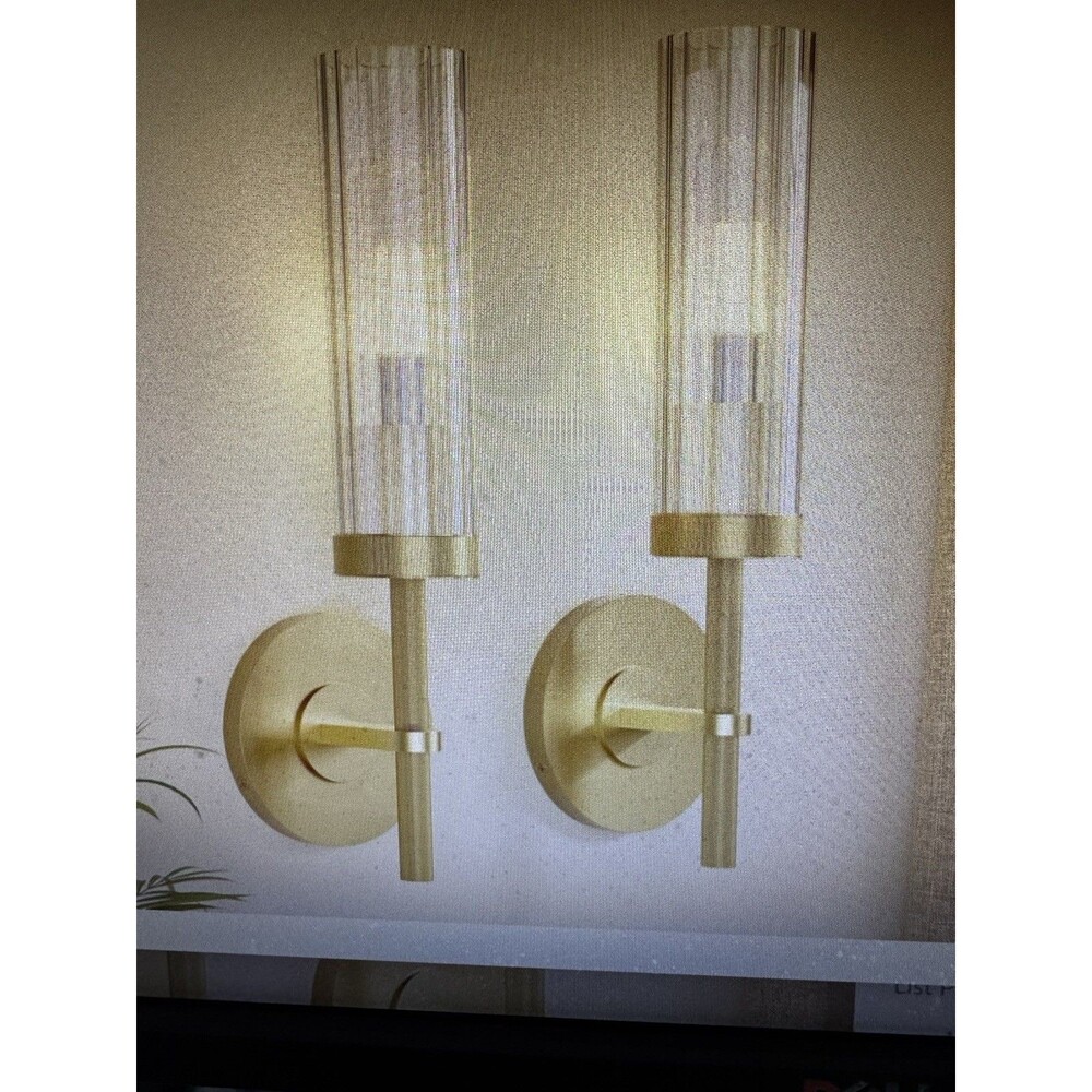 Vookea Brass Wall Scones Set Of 2, Gold Bathroom Vanity Light Fixtures With Tube